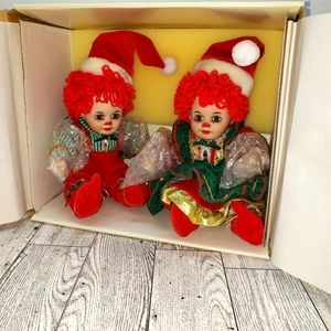Jingle and bell tiny tops clown Porcelain dolls Christmas